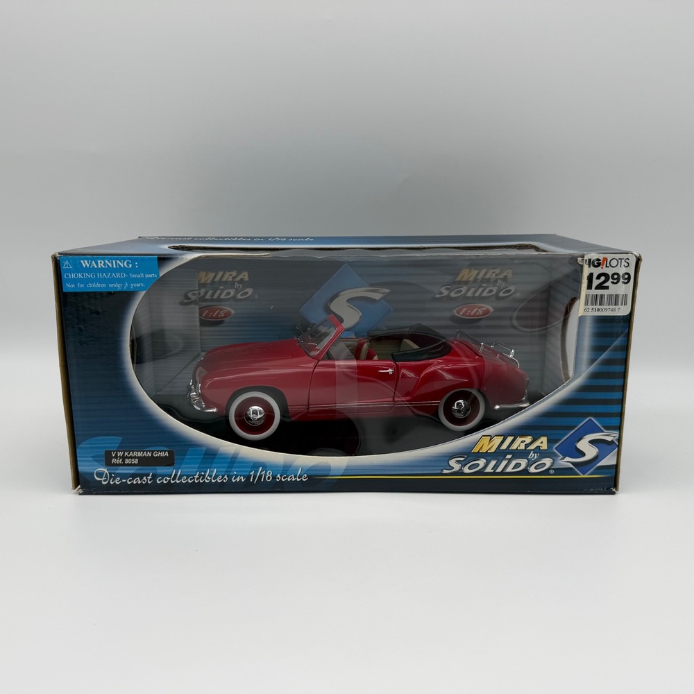 Mira Solido Volkswagen Karman Ghia Red 8058 Diecast Car 1:18